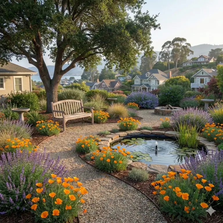 California native plant garden with diverse wildflowers